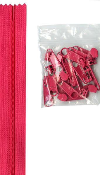 4 yards of 16mm #4.5 zipper chain and 16 Extra-Large Coordinated Pulls Lipstick