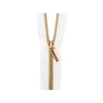 #5 Zippers by the Yard White Tape Lt Gold Teeth