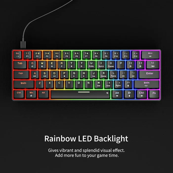A61K 61 Keys Mechanical Wired Gaming Keyboard - Black