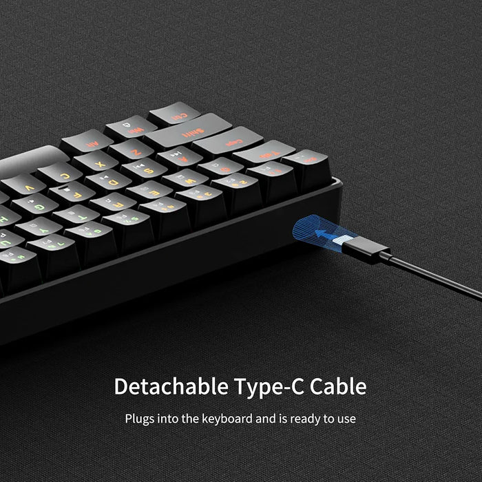 A61K 61 Keys Mechanical Wired Gaming Keyboard - Black