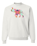 Abstract Elephant on White Sweatshirt