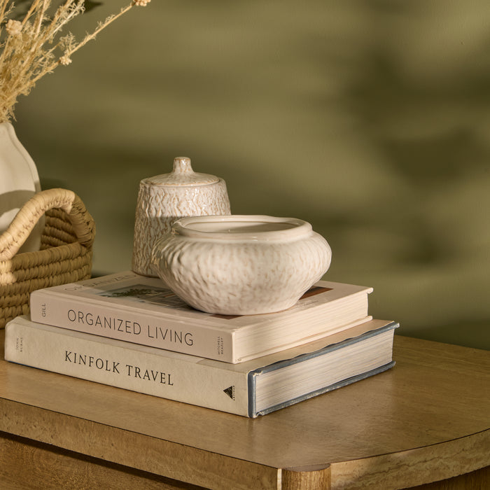Alderney 15cm 3 Wick Ceramic Sea Salt and Bergamot Candle - Whitewash - Laura James