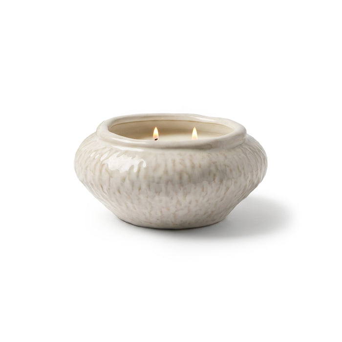Alderney 15cm 3 Wick Ceramic Sea Salt and Bergamot Candle - Whitewash - Laura James