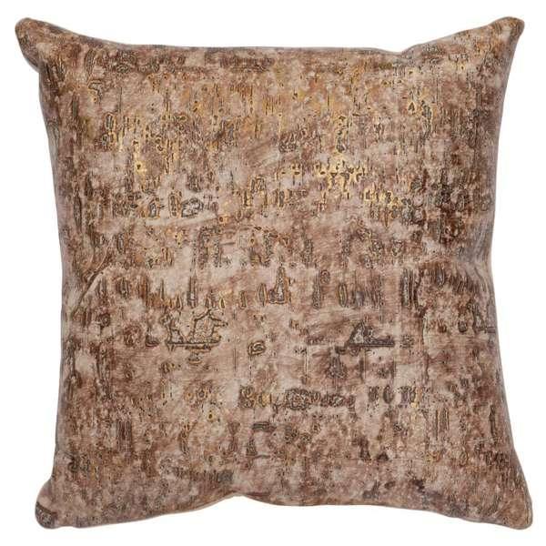 Driftwood cloudy gold leather pillow - Your Western Decor