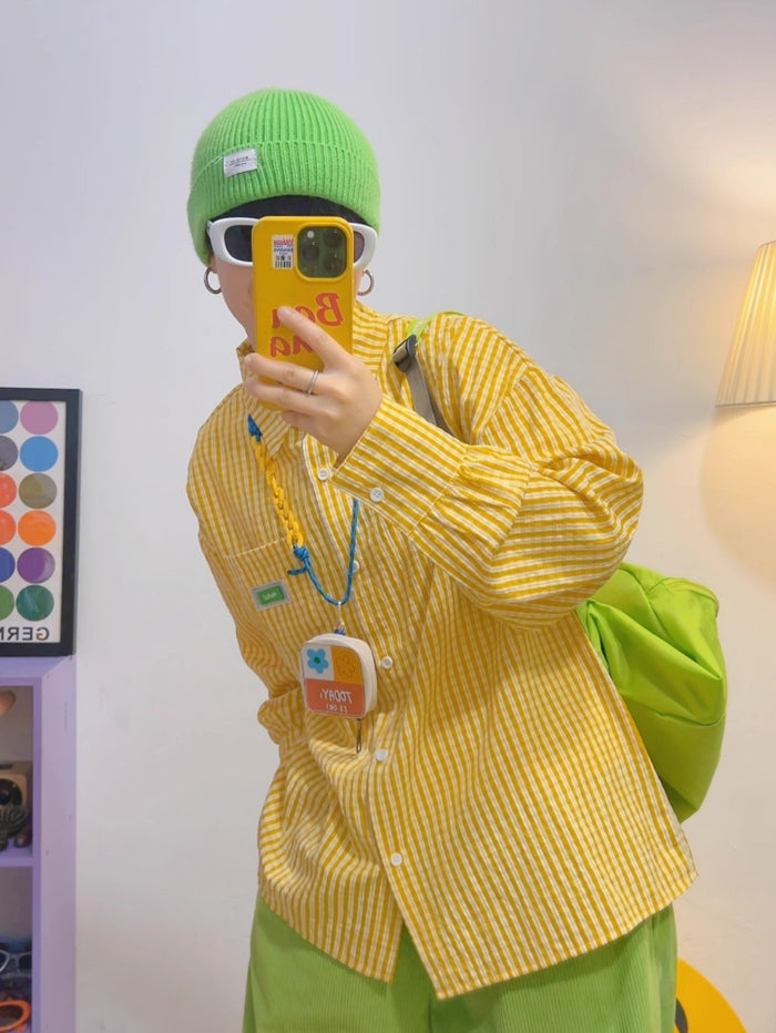 American Style Yellow Plaid Shirt