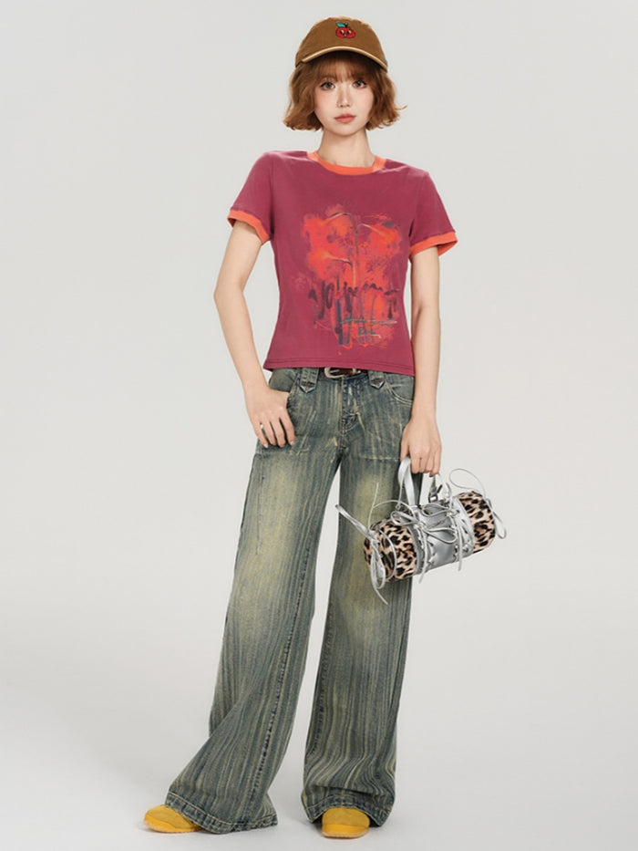 American Vintage Washed Crop Top Y2K Hot Girl Style