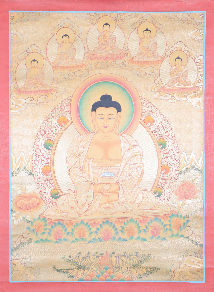 Amitabha Buddha Thangka Painting for wall decor.