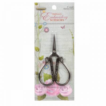 Antique Silver Large Teardrop Handle Heirloom Embroidery Scissors 4in