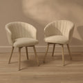Arabella Natural Beige Dining Chair - Set of 2 - Whitewash Oak Legs - Laura James