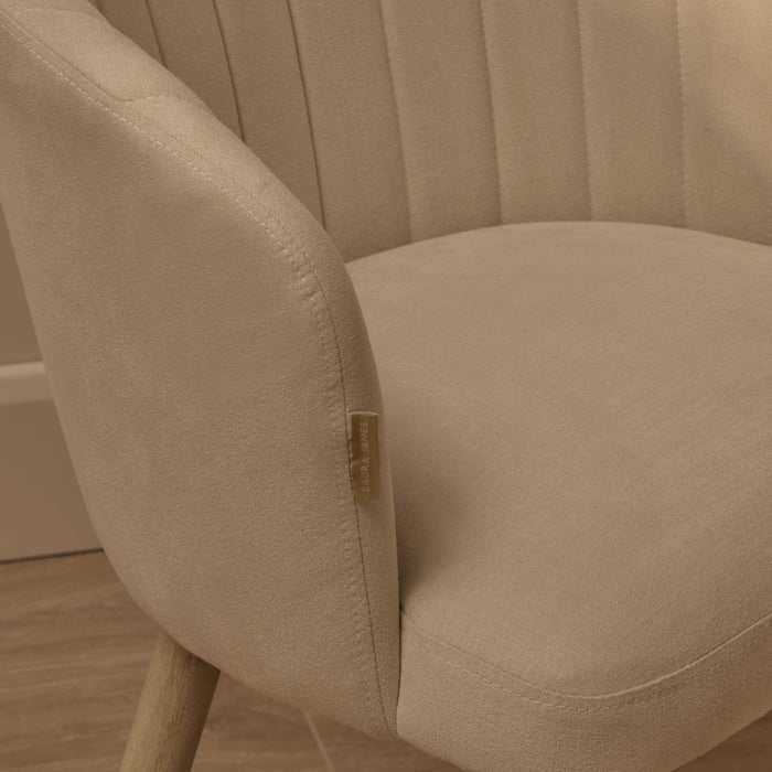 Arabella Natural Beige Dining Chair - Set of 2 - Whitewash Oak Legs - Laura James