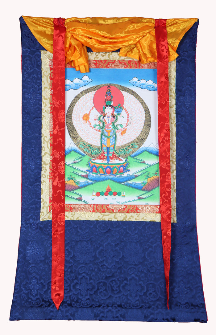 Avalokiteshvara Brocade Thangka  for spirituality.