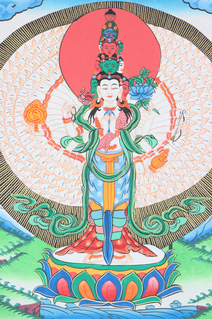 Avalokiteshvara Brocade Thangka  for spirituality.