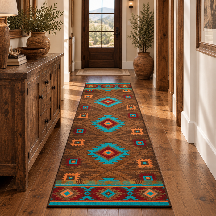 Aztec Whiskey River Floor Runner in Turquoise