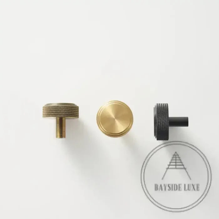 Cabinet Hardware Bayside Luxe - Attadale Antique Brass Cross Knurled Cabinetry Handle