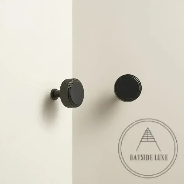 Cabinet Hardware Bayside Luxe - Attadale Black Brass Cross Knurled Cabinetry Handle