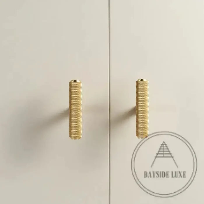 Cabinet Hardware Bayside Luxe - Attadale Satin Brass Cross Knurled Cabinetry Handle