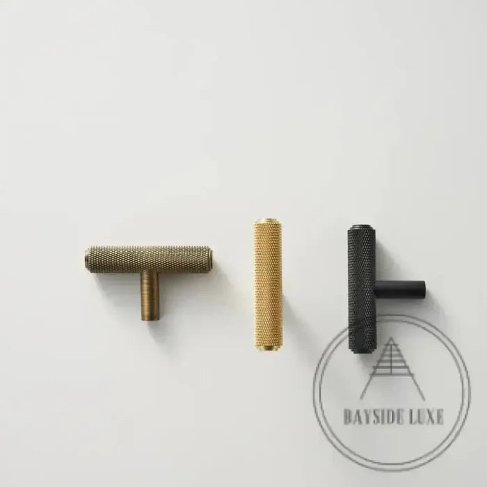 Cabinet Hardware Bayside Luxe - Attadale Satin Brass Cross Knurled Cabinetry Handle