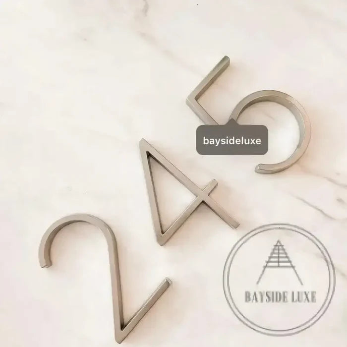 House Numbers and Letters Bayside Luxe - Brushed Silver Floating and Flush House Numbers - 125mm