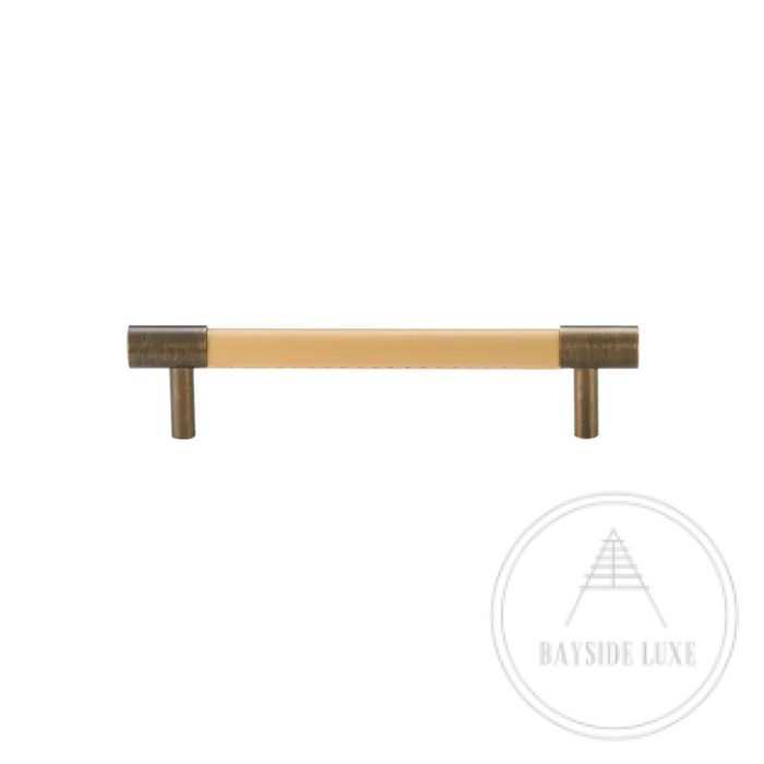 130 x 37mm (HS96) / Beige / Solid Brass and Leather