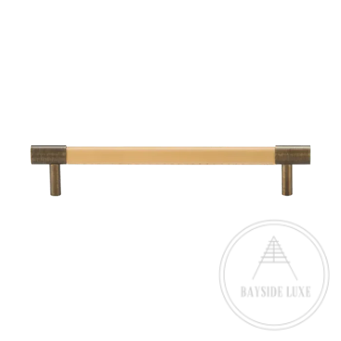 160 x 37mm (HS128) / Beige / Solid Brass and Leather