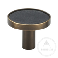 Cabinet Knobs & Handles 32 x 25mm / Black / Solid Brass and Leather Bayside Luxe - Flemington Leather Bound Antique Brass Cabinetry Handles