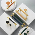 Cabinet Knobs & Handles 32 x 25mm / Black / Solid Brass and Leather Bayside Luxe - Flemington Leather Bound Satin Brass Cabinetry Handles