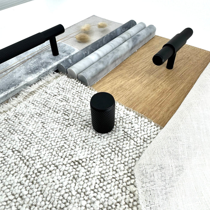 Cabinet Hardware Bayside Luxe - Floreat Solid Black Brass Cross Knurled Cabinetry Handles