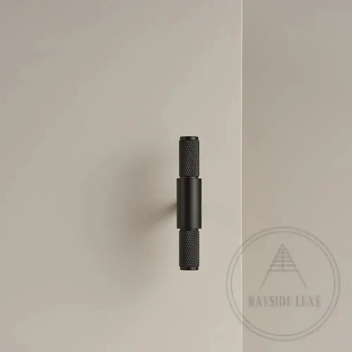 Cabinet Hardware Bayside Luxe - Floreat Solid Black Brass Cross Knurled Cabinetry Handles