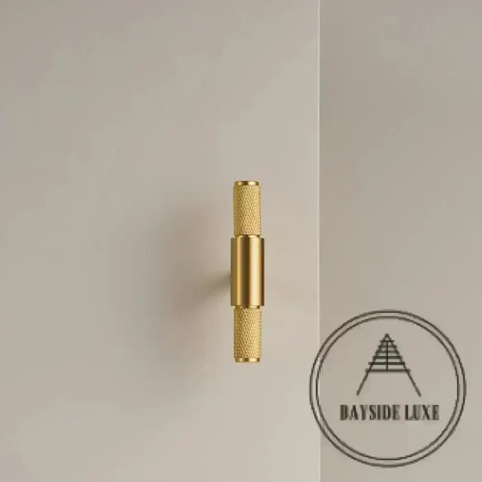 Cabinet Hardware Bayside Luxe - Floreat Solid Satin Brass Cross Knurled Cabinetry Handles