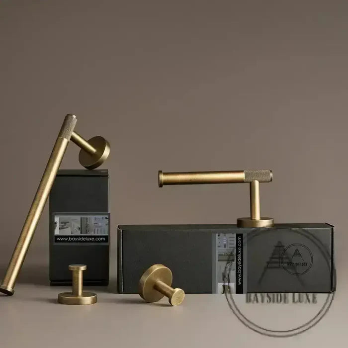 Bathroom Accessories Bayside Luxe - Knurled Antique Brass Towel Rail - Mosman Range
