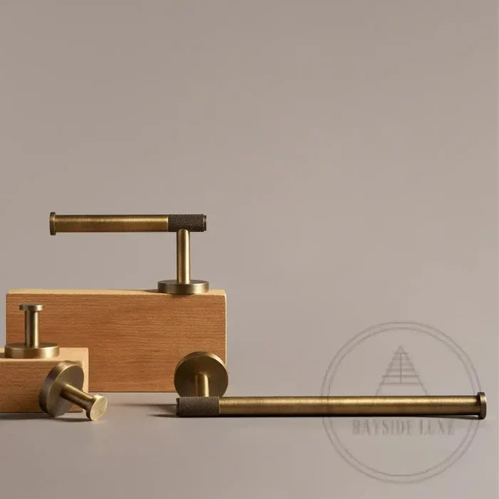 Bathroom Accessories Bayside Luxe - Knurled Solid Antique Brass Hand Towel Rail - Mosman Range