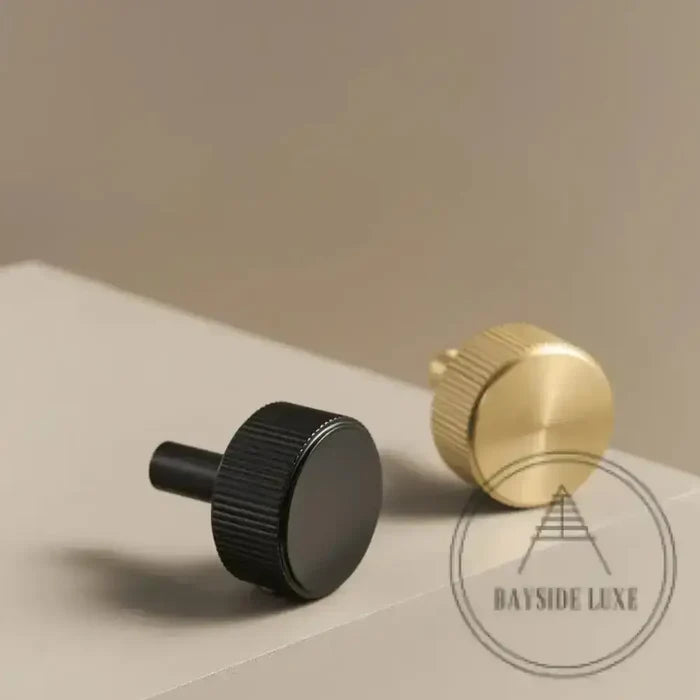 Cabinet Knobs & Handles Bayside Luxe - Kooyong Linear Knurled Black Brass Cabinetry Handles