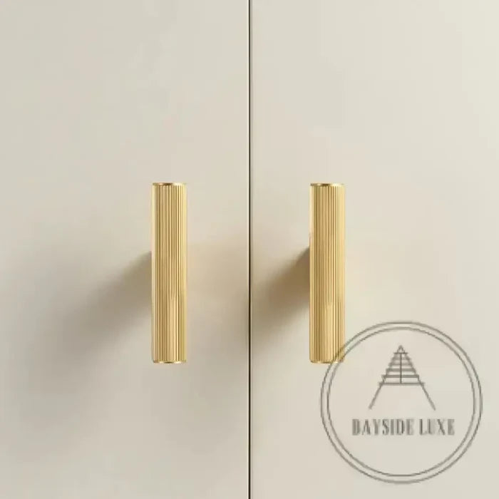 Cabinet Knobs & Handles Bayside Luxe - Kooyong Linear Knurled Satin Brass Cabinetry Handles