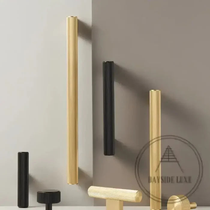Cabinet Knobs & Handles Bayside Luxe - Kooyong Linear Knurled Satin Brass Cabinetry Handles