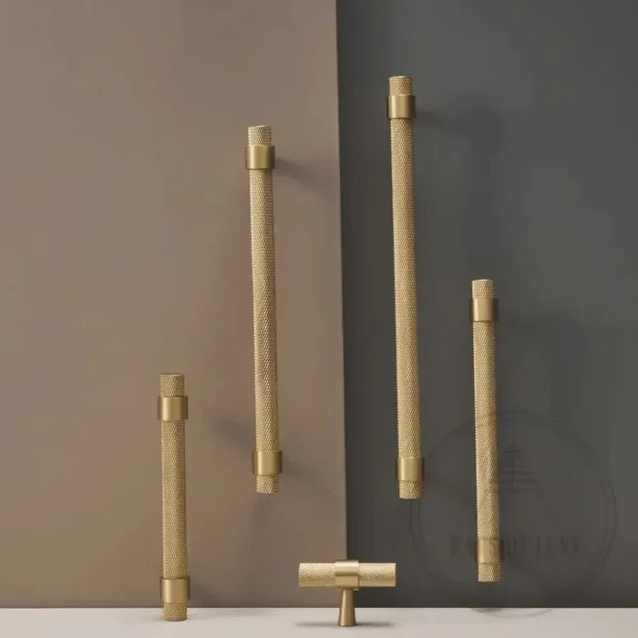 Cabinet Knobs & Handles Bayside Luxe - Mount Eliza Satin Brass Brass Knurled Handles