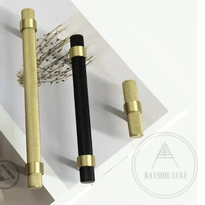 Cabinet Knobs & Handles Bayside Luxe - Mount Eliza Satin Brass Brass Knurled Handles