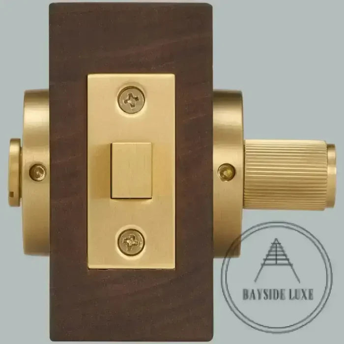 Door Handle Bayside Luxe - Satin Brass Linear Knurled Dead Bolt Thumb Lock
