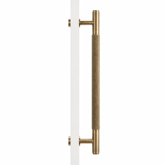 Cabinet Knobs & Handles 275mm (HS224) / Antique Brass / Solid Brass Bayside Luxe - Sorrento Knurled Antique Brass Single Door Handle