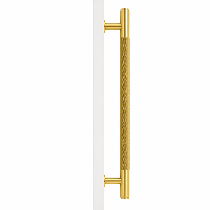 Cabinet Knobs & Handles 275mm (HS224) / Satin Brass / Solid Brass Bayside Luxe - Sorrento Knurled Satin Brass Single Door Handle