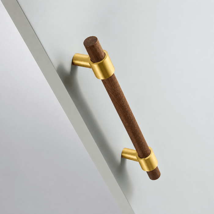 Cabinet Knobs & Handles Bayside Luxe - St Andrews Walnut and Brass Cabinetry Handles