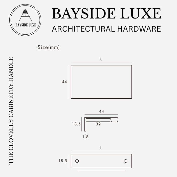 Cabinet Knobs & Handles Bayside Luxe - The Clovelly Solid Satin Brass Lip Pull