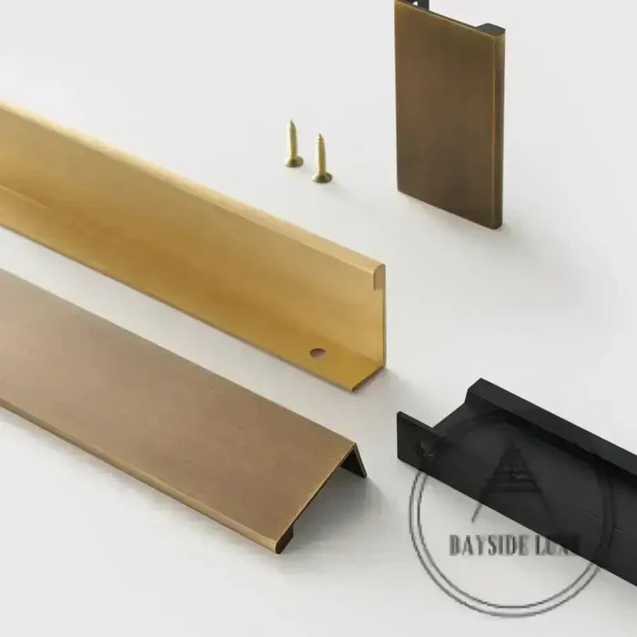 Cabinet Knobs & Handles Bayside Luxe - The Clovelly Solid Black Brass Lip Pull