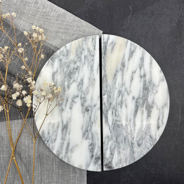 Cabinet Knobs & Handles Bayside Luxe Carrara Marble Round Cabinetry Handles -  160mm (Pair)