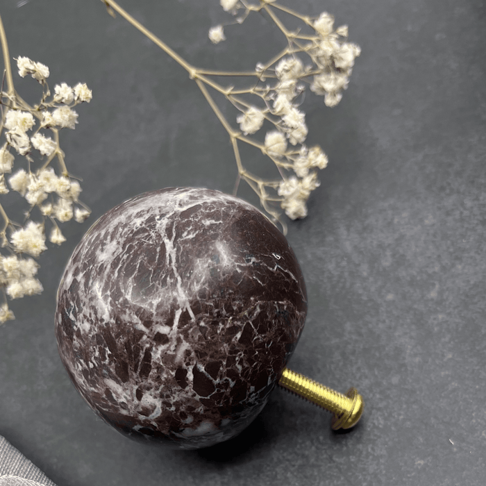 Bayside Luxe Rosso Levanto Marble Door Knob - 60mm