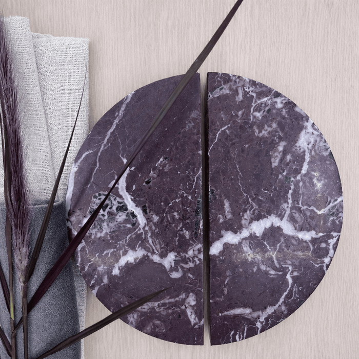 Cabinet Knobs & Handles Bayside Luxe Rosso Levanto Marble Round Cabinetry Handles -  160mm (Pair)