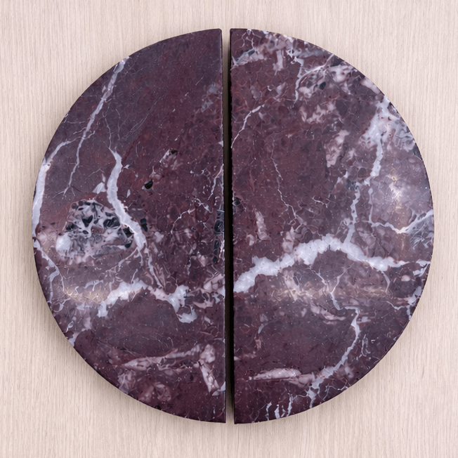 Cabinet Knobs & Handles Bayside Luxe Rosso Levanto Marble Round Cabinetry Handles -  160mm (Pair)