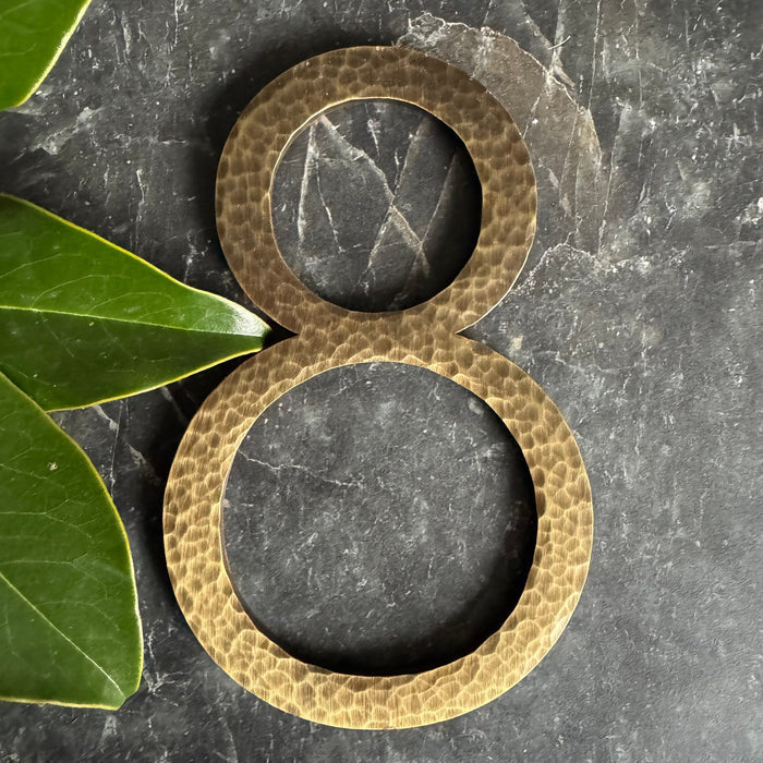 House Numbers and Letters Bayside Luxe Signage - Hammered Antique Brass Floating Numbers and Letters - Noosa 25cm