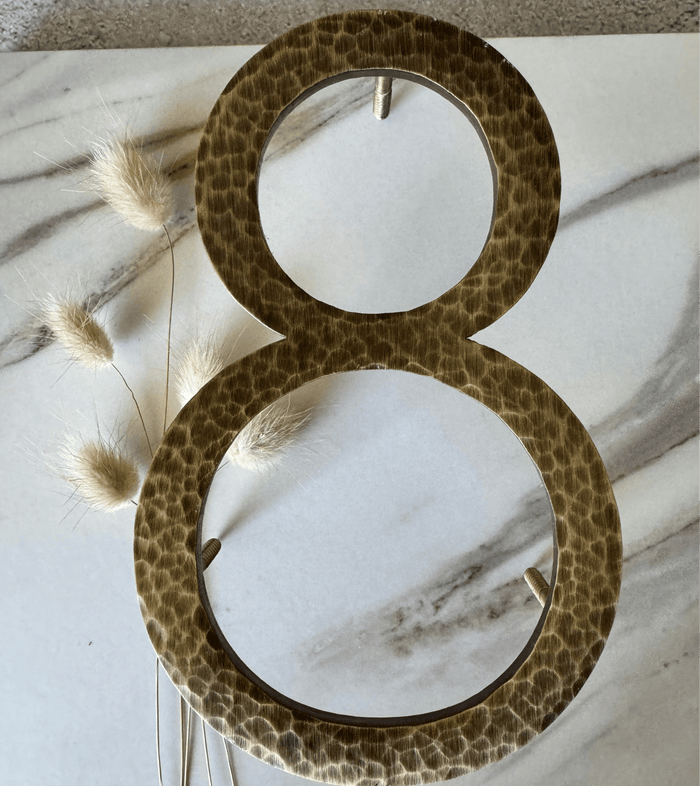 House Numbers and Letters Bayside Luxe Signage - Hammered Antique Brass Floating Numbers and Letters - Noosa 15cm