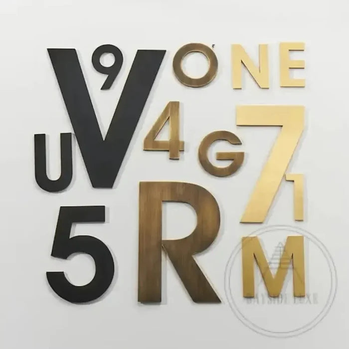 House Numbers and Letters Bayside Luxe Signage - Solid Antique Brass Floating Numbers and Letters - Beaumaris Bay 25 cm