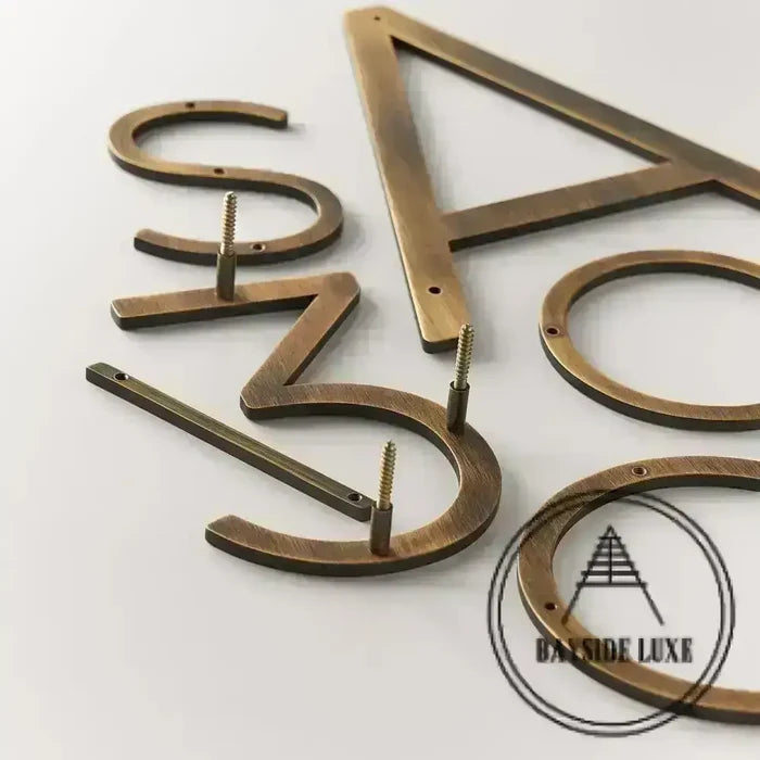 House Numbers and Letters Bayside Luxe Signage - Solid Antique Brass Floating Numbers and Letters - Watson's Bay 15cm